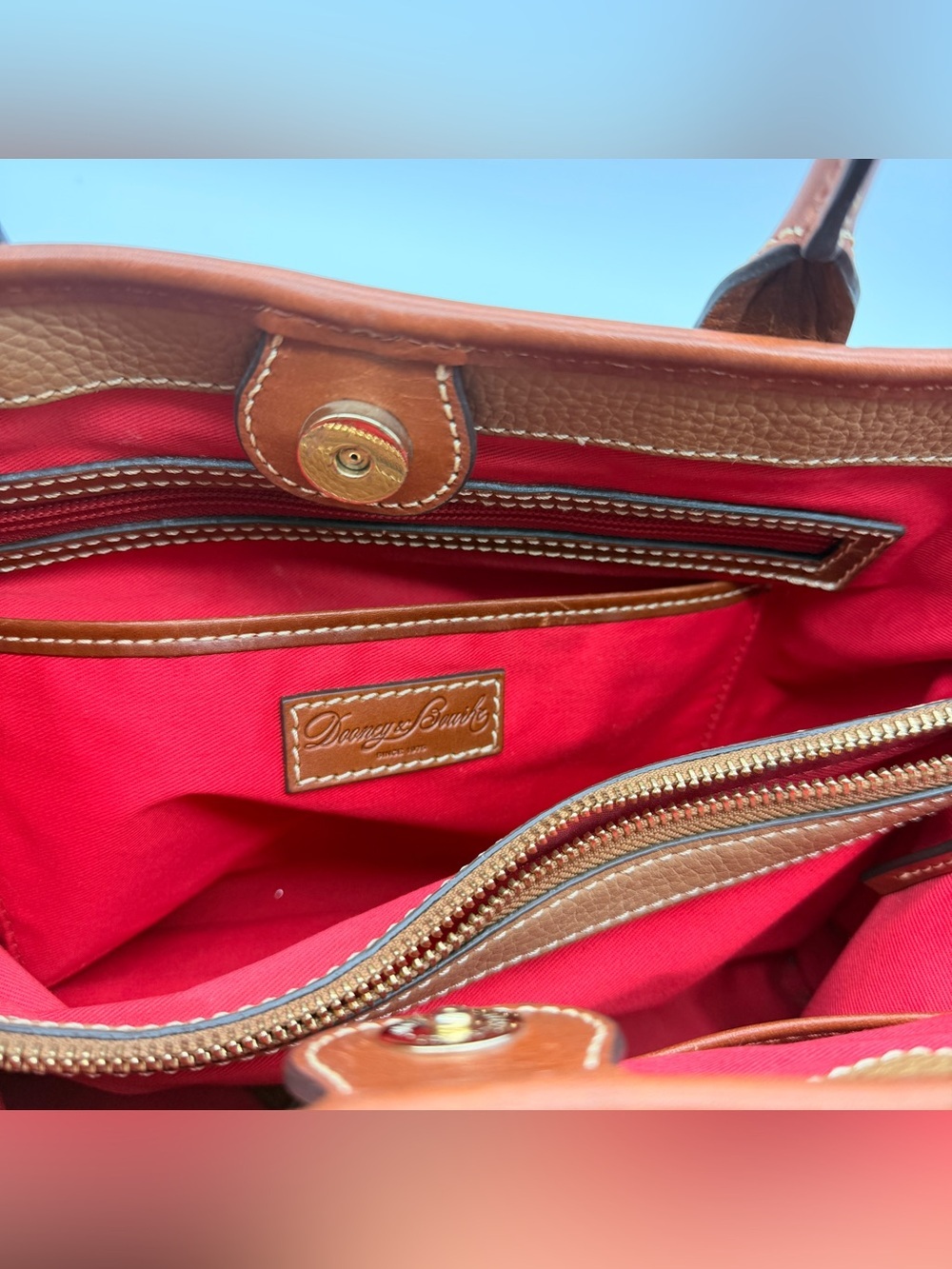 Dooney & Bourke Pebble Leather Brielle Satchel Tote Bag Caramel Brown NWOT - Picture 9 of 15